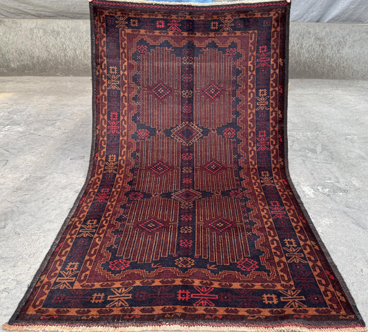3.11x6.9 Afghan Geometric Carpet - Hand-Knotted Turkmen Carpet - Morrocan Rug For Living Room, Bedroom &amp; Kid's Room Area Rug - Boho Gift Rug