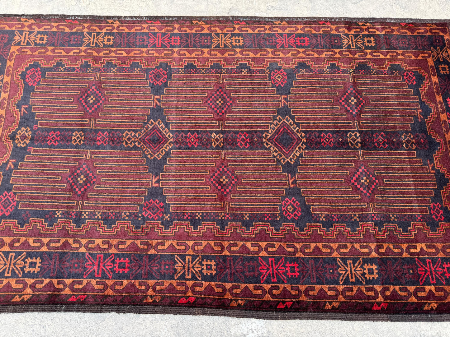 3.11x6.9 Afghan Geometric Carpet - Hand-Knotted Turkmen Carpet - Morrocan Rug For Living Room, Bedroom &amp; Kid's Room Area Rug - Boho Gift Rug
