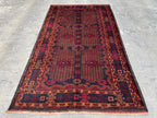 3.11x6.9 Turkmen Geometric Rug - Hand-Knotted Afghan Wool Carpet