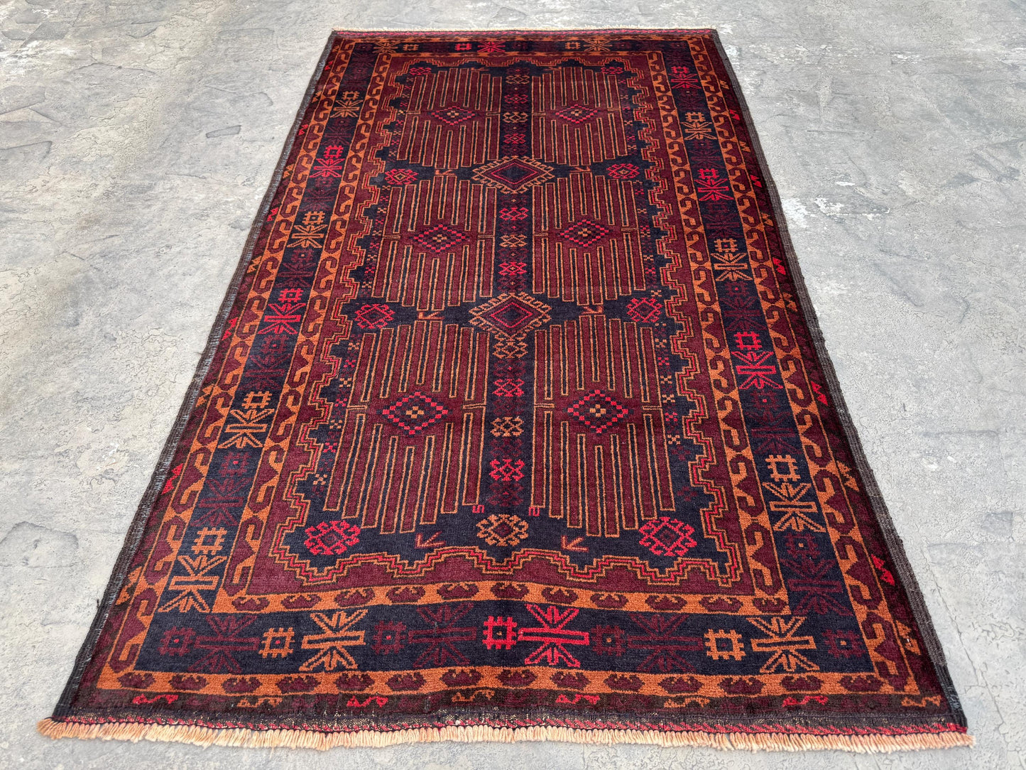 3.11x6.9 Afghan Geometric Carpet - Hand-Knotted Turkmen Carpet - Morrocan Rug For Living Room, Bedroom &amp; Kid's Room Area Rug - Boho Gift Rug