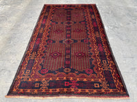 3.11x6.9 Afghan Geometric Carpet - Hand-Knotted Turkmen Carpet - Morrocan Rug For Living Room, Bedroom &amp; Kid's Room Area Rug - Boho Gift Rug