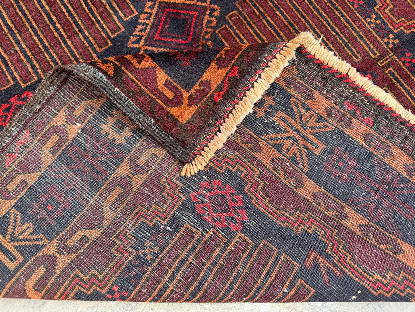 3.11x6.9 Afghan Geometric Carpet - Hand-Knotted Turkmen Carpet - Morrocan Rug For Living Room, Bedroom &amp; Kid's Room Area Rug - Boho Gift Rug
