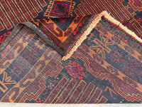3.11x6.9 Afghan Geometric Carpet - Hand-Knotted Turkmen Carpet - Morrocan Rug For Living Room, Bedroom &amp; Kid's Room Area Rug - Boho Gift Rug