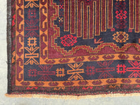 3.11x6.9 Afghan Geometric Carpet - Hand-Knotted Turkmen Carpet - Morrocan Rug For Living Room, Bedroom &amp; Kid's Room Area Rug - Boho Gift Rug