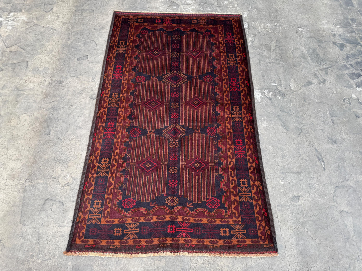 3.11x6.9 Afghan Geometric Carpet - Hand-Knotted Turkmen Carpet - Morrocan Rug For Living Room, Bedroom &amp; Kid's Room Area Rug - Boho Gift Rug