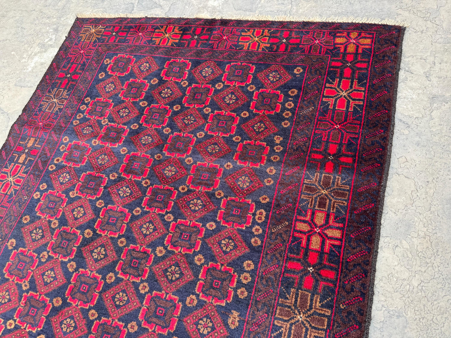 3.6x6.6 Hand-Tufted Geometric Carpet - Hand-Knotted Turkmen Carpet - Morrocan Rug For Living Room, Bedroom, Hallway &amp; Kid's Room Decor
