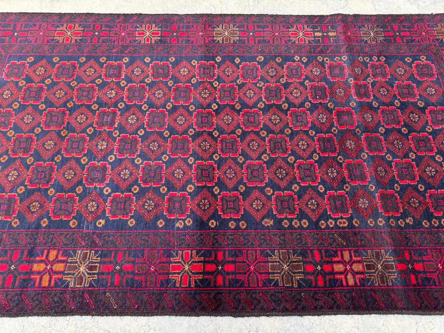 3.6x6.6 Hand-Tufted Geometric Carpet - Hand-Knotted Turkmen Carpet - Morrocan Rug For Living Room, Bedroom, Hallway &amp; Kid's Room Decor