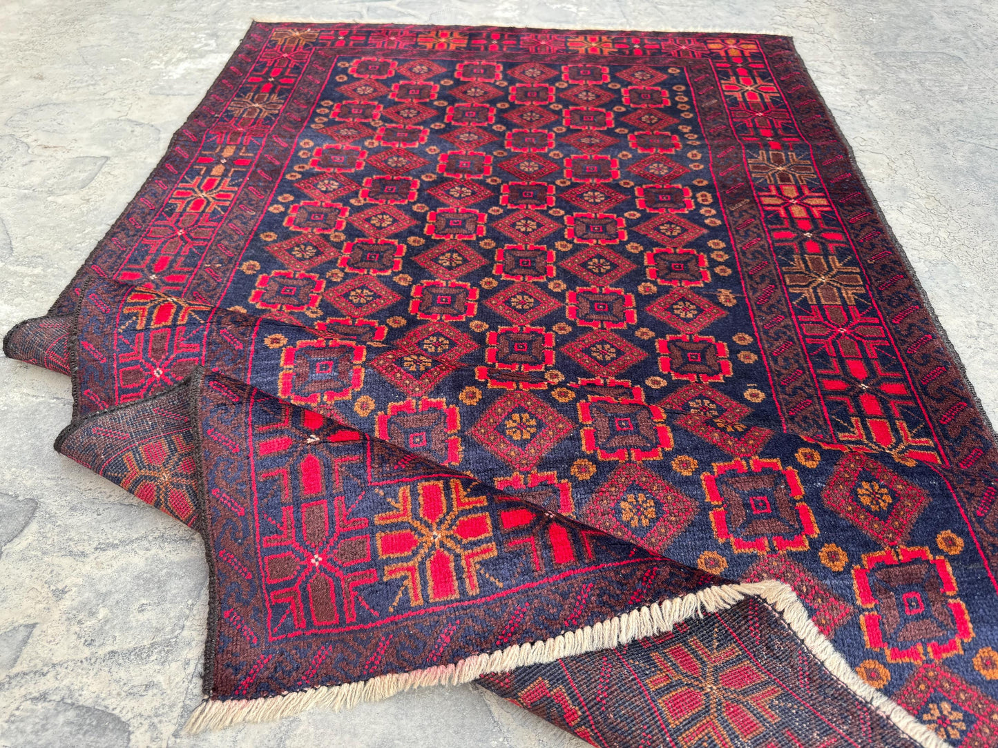 3.6x6.6 Hand-Tufted Geometric Carpet - Hand-Knotted Turkmen Carpet - Morrocan Rug For Living Room, Bedroom, Hallway &amp; Kid's Room Decor