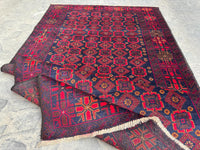 3.6x6.6 Hand-Tufted Geometric Carpet - Hand-Knotted Turkmen Carpet - Morrocan Rug For Living Room, Bedroom, Hallway &amp; Kid's Room Decor