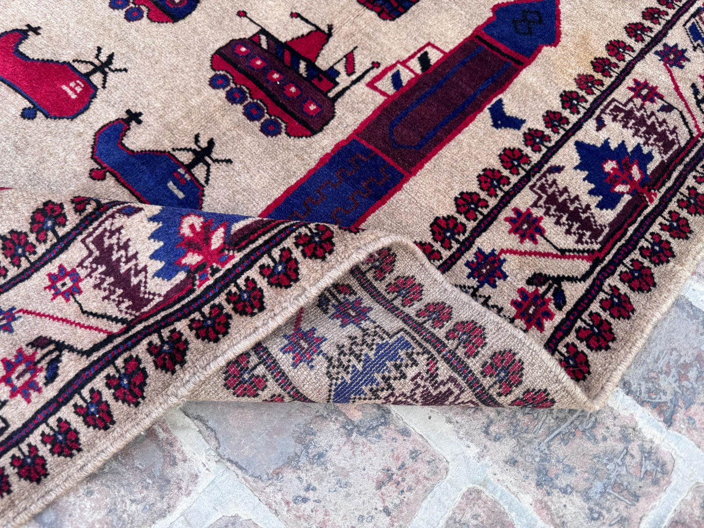 6.3x9.6 Handmade Animated Carpet – Helicopter Design Carpet for Kids Room and Bedroom Decor – Fun Toy Rug, Gift Carpet &amp; Kabul Pictorial Art