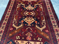 3.9x6.12 Handmade Tribal Area Rug – Geometric Boho Carpet for Living Room &amp; Bedroom – Oriental Floor Decor, Artisan Woven Home Accent