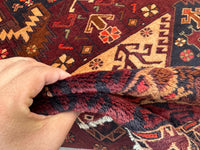 3.9x6.12 Handmade Tribal Area Rug – Geometric Boho Carpet for Living Room &amp; Bedroom – Oriental Floor Decor, Artisan Woven Home Accent