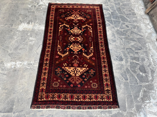 3.9x6.12 Handmade Tribal Area Rug – Geometric Boho Carpet for Living Room &amp; Bedroom – Oriental Floor Decor, Artisan Woven Home Accent