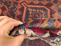 3.8x6.7 Afghan Tribal Woollen Carpet - Handmade Nomadic Rug - Baluchi Vintage Rug for Living room - Bedroom Rug - Dinning Room Rug