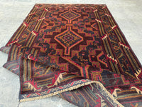3.8x6.7 Afghan Tribal Woollen Carpet - Handmade Nomadic Rug - Baluchi Vintage Rug for Living room - Bedroom Rug - Dinning Room Rug