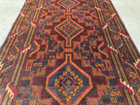 3.8x6.7 Afghan Tribal Woollen Carpet - Handmade Nomadic Rug - Baluchi Vintage Rug for Living room - Bedroom Rug - Dinning Room Rug