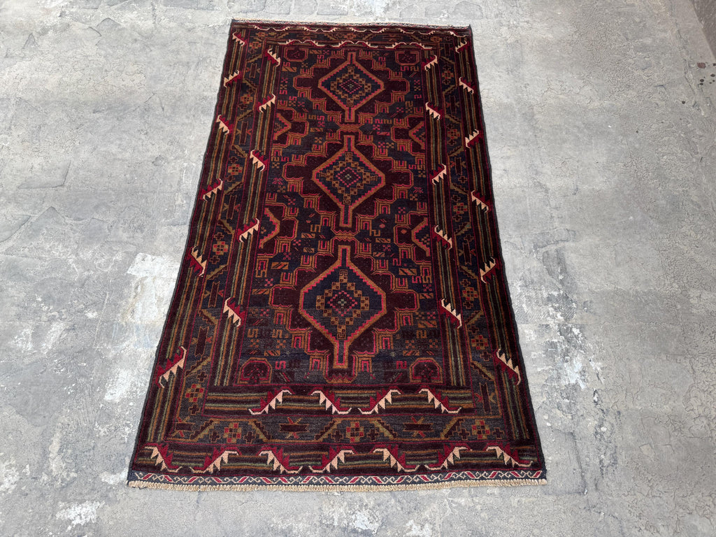 3.8x6.7 Baluchi Tribal Carpet - Handmade Afghan Nomadic Wool Rug