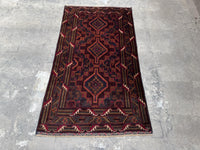 3.8x6.7 Afghan Tribal Woollen Carpet - Handmade Nomadic Rug - Baluchi Vintage Rug for Living room - Bedroom Rug - Dinning Room Rug
