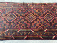 3.8x6.7 Afghan Tribal Woollen Carpet - Handmade Nomadic Rug - Baluchi Vintage Rug for Living room - Bedroom Rug - Dinning Room Rug