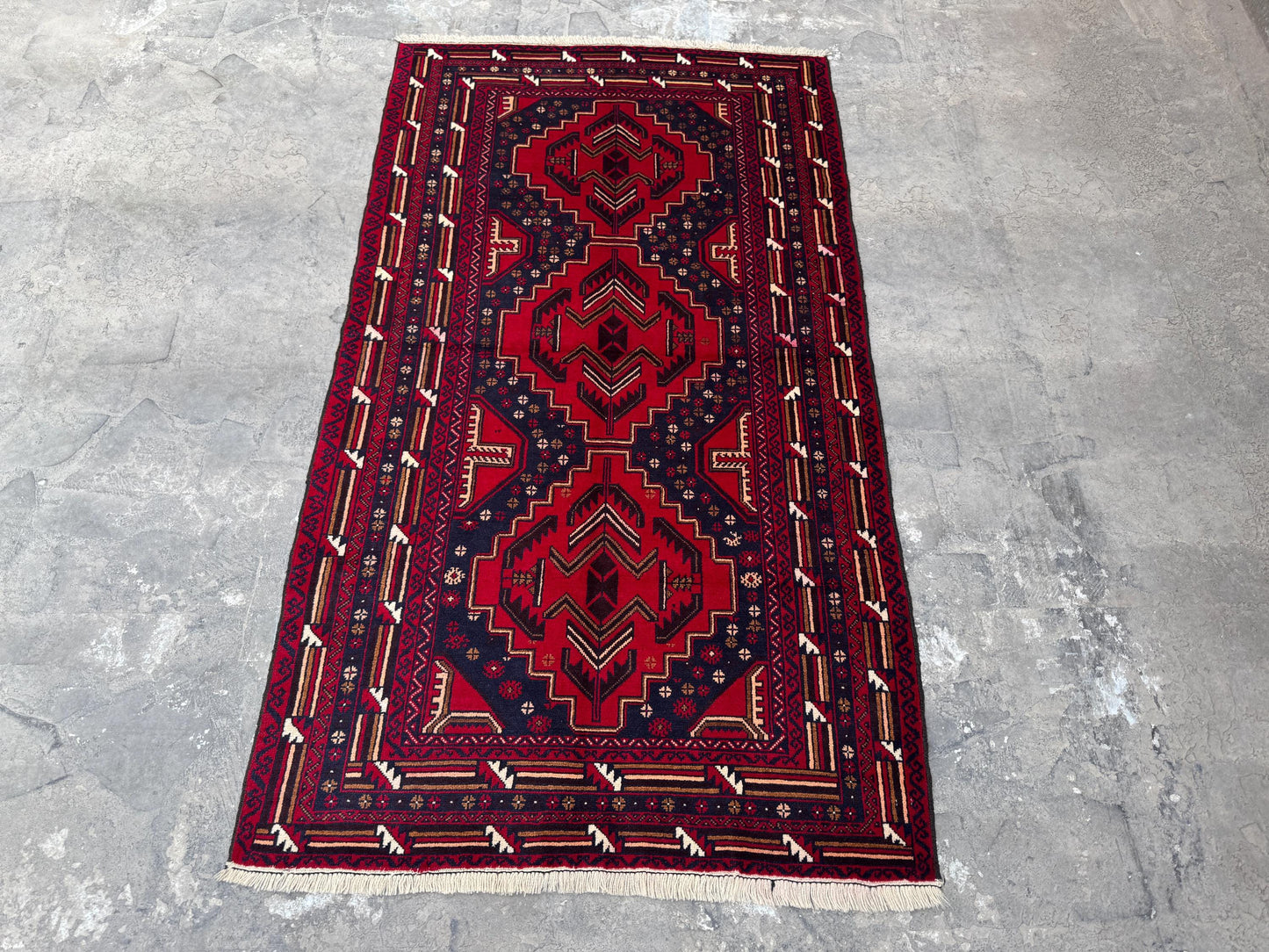 3.8x6.7 Afghan Nomadic Woollen Rug - Baluch Vintage Carpet - Tribal Handmade Rug for Living Room - Bedroom Rug - Gift Rug - Out Door Rug