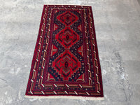 3.8x6.7 Afghan Nomadic Woollen Rug - Baluch Vintage Carpet - Tribal Handmade Rug for Living Room - Bedroom Rug - Gift Rug - Out Door Rug