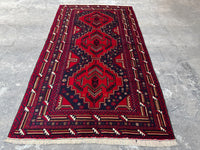 3.8x6.7 Afghan Nomadic Woollen Rug - Baluch Vintage Carpet - Tribal Handmade Rug for Living Room - Bedroom Rug - Gift Rug - Out Door Rug