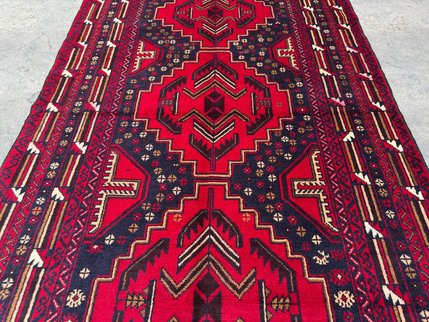 3.8x6.7 Afghan Nomadic Woollen Rug - Baluch Vintage Carpet - Tribal Handmade Rug for Living Room - Bedroom Rug - Gift Rug - Out Door Rug