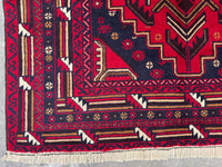 3.8x6.7 Afghan Nomadic Woollen Rug - Baluch Vintage Carpet - Tribal Handmade Rug for Living Room - Bedroom Rug - Gift Rug - Out Door Rug