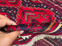 3.8x6.7 Afghan Nomadic Woollen Rug - Baluch Vintage Carpet - Tribal Handmade Rug for Living Room - Bedroom Rug - Gift Rug - Out Door Rug