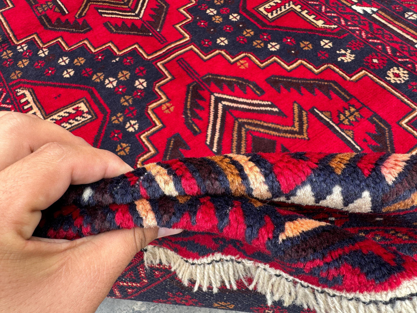 3.8x6.7 Afghan Nomadic Woollen Rug - Baluch Vintage Carpet - Tribal Handmade Rug for Living Room - Bedroom Rug - Gift Rug - Out Door Rug