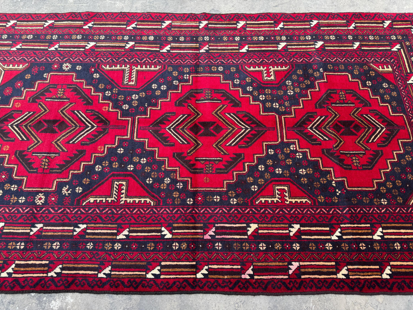3.8x6.7 Afghan Nomadic Woollen Rug - Baluch Vintage Carpet - Tribal Handmade Rug for Living Room - Bedroom Rug - Gift Rug - Out Door Rug