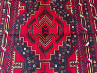 3.8x6.7 Afghan Nomadic Woollen Rug - Baluch Vintage Carpet - Tribal Handmade Rug for Living Room - Bedroom Rug - Gift Rug - Out Door Rug