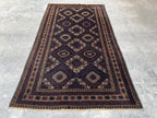 3.10x6.8 Geometric Tribal Rug - Hand-Knotted Afghan Wool Carpet