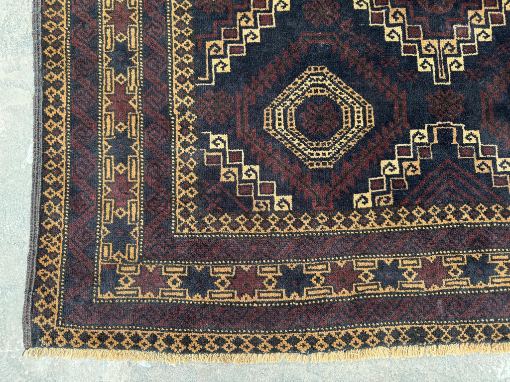 3.10x6.8 Geometric Tribal Rug - Hand-Knotted Afghan Wool Carpet