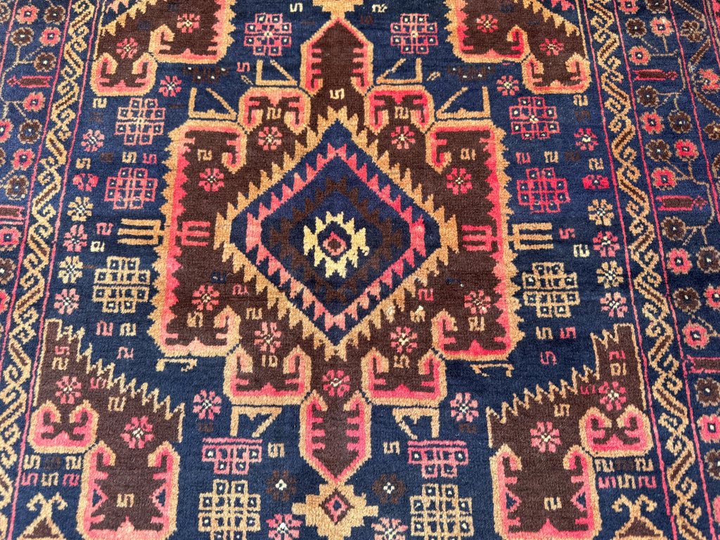 3.12x7.3 Geometric Tribal Rug - Hand-Knotted Afghan Wool Carpet