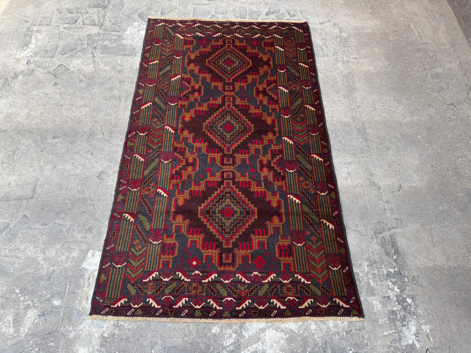 3.11x6.7 Geometric Tribal Rug - Hand-Knotted Afghan Wool Carpet