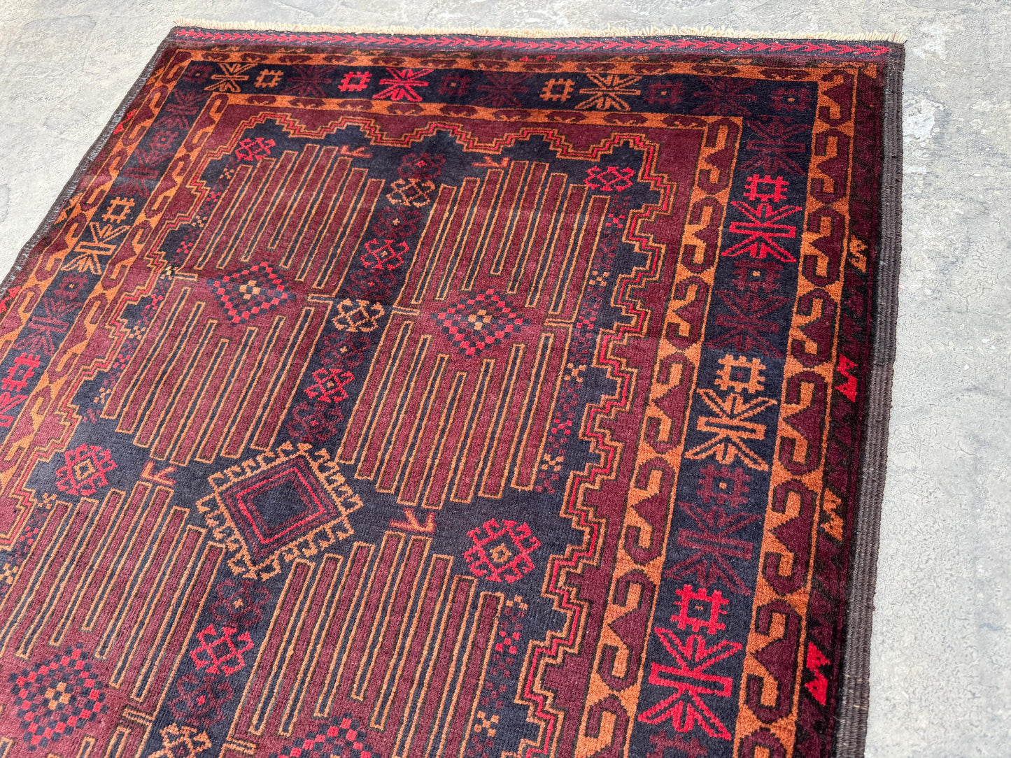 3.11x6.9 Afghan Geometric Carpet - Hand-Knotted Turkmen Carpet - Morrocan Rug For Living Room, Bedroom &amp; Kid's Room Area Rug - Boho Gift Rug