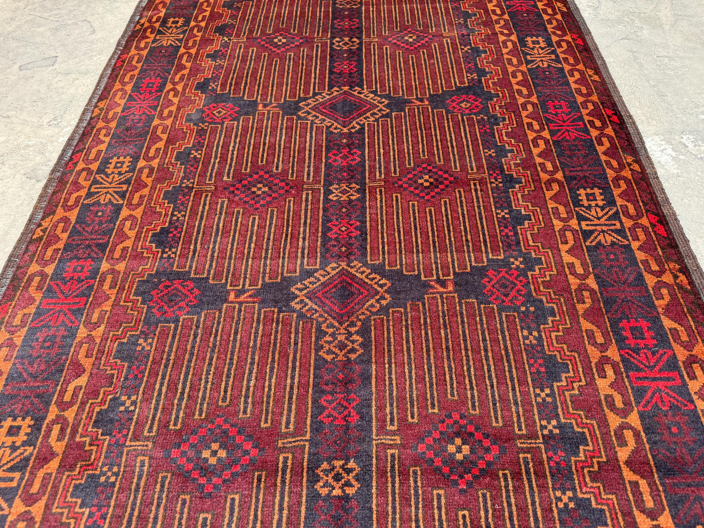 3.11x6.9 Afghan Geometric Carpet - Hand-Knotted Turkmen Carpet - Morrocan Rug For Living Room, Bedroom &amp; Kid's Room Area Rug - Boho Gift Rug