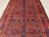3.11x6.9 Afghan Geometric Carpet - Hand-Knotted Turkmen Carpet - Morrocan Rug For Living Room, Bedroom &amp; Kid's Room Area Rug - Boho Gift Rug