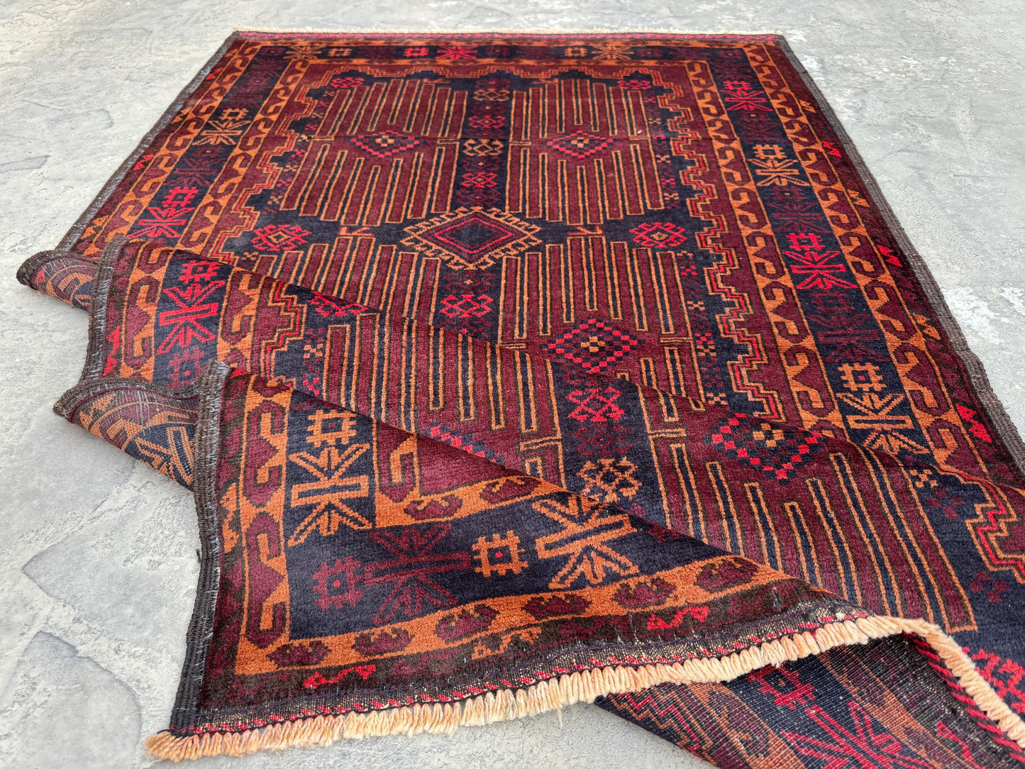 3.11x6.9 Afghan Geometric Carpet - Hand-Knotted Turkmen Carpet - Morrocan Rug For Living Room, Bedroom &amp; Kid's Room Area Rug - Boho Gift Rug