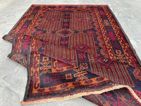 3.11x6.9 Afghan Geometric Carpet - Hand-Knotted Turkmen Carpet - Morrocan Rug For Living Room, Bedroom &amp; Kid's Room Area Rug - Boho Gift Rug