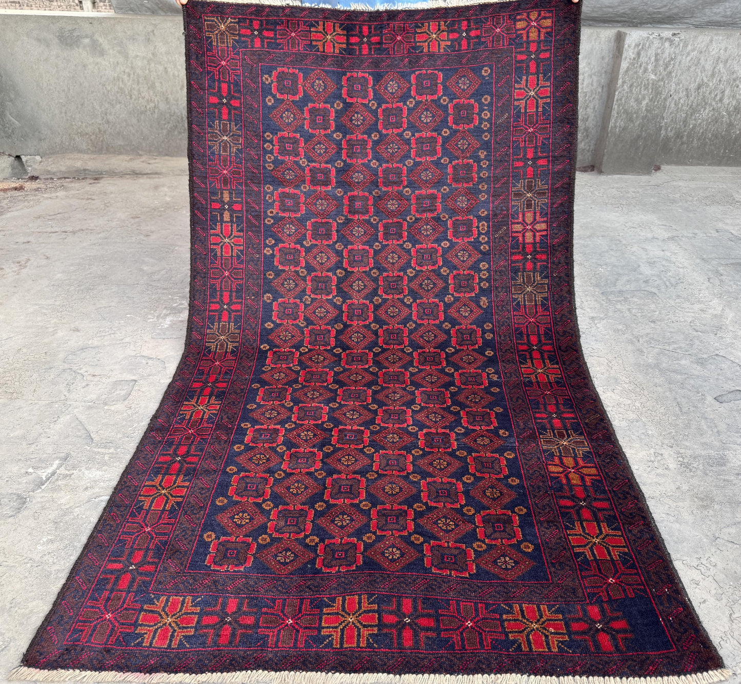 3.6x6.6 Hand-Tufted Geometric Carpet - Hand-Knotted Turkmen Carpet - Morrocan Rug For Living Room, Bedroom, Hallway &amp; Kid's Room Decor