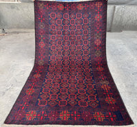 3.6x6.6 Hand-Tufted Geometric Carpet - Hand-Knotted Turkmen Carpet - Morrocan Rug For Living Room, Bedroom, Hallway &amp; Kid's Room Decor