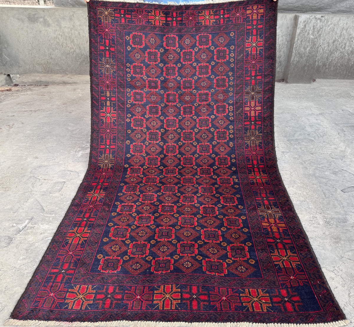3.6x6.6 Ziegler Geometric Rug - Hand-Knotted Afghan Wool Area Carpet
