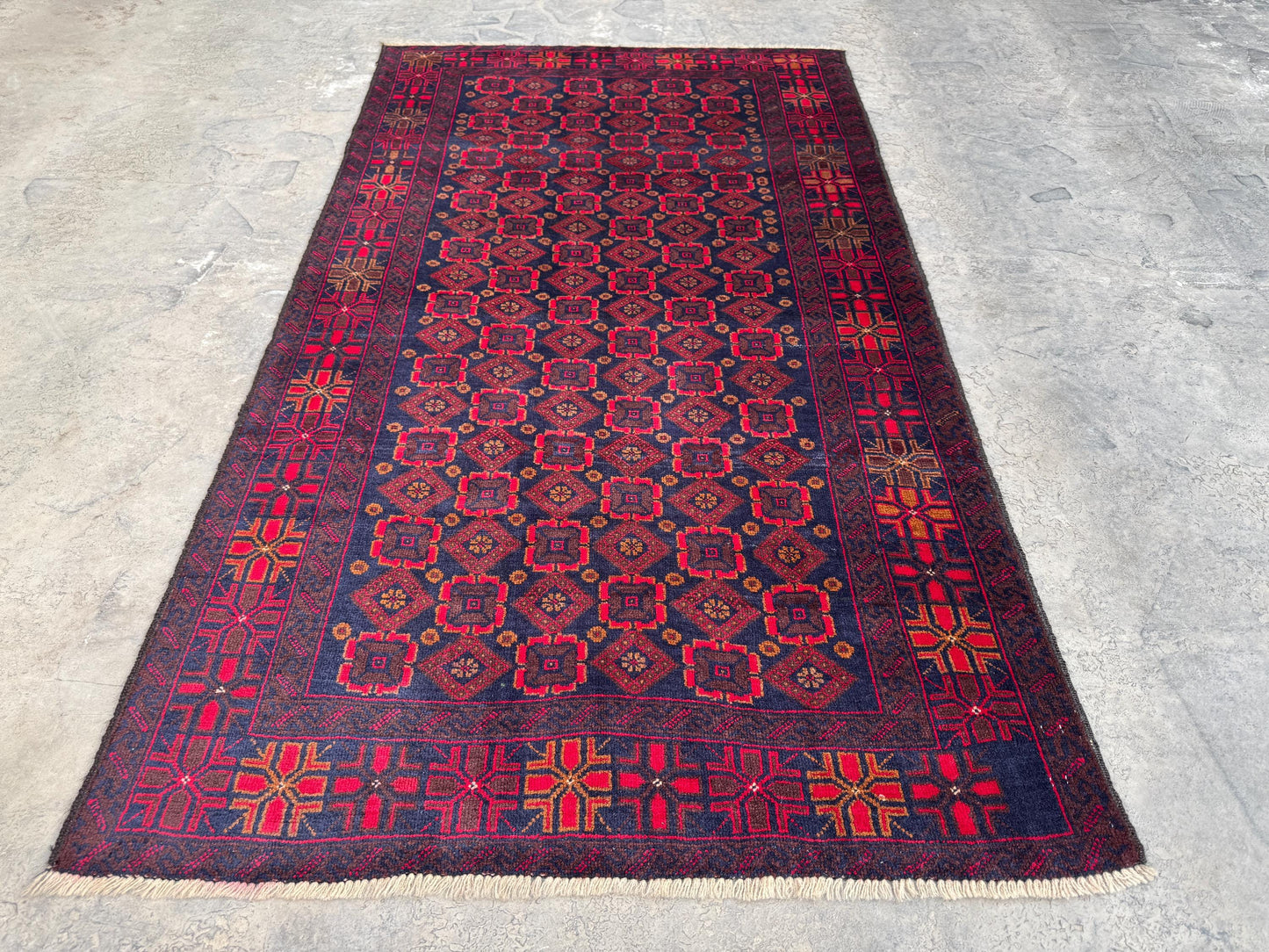 3.6x6.6 Hand-Tufted Geometric Carpet - Hand-Knotted Turkmen Carpet - Morrocan Rug For Living Room, Bedroom, Hallway &amp; Kid's Room Decor