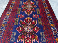3.12x6.8 Afghan Runner rug Antique Hand knotted Wool Runner, Oriental Hallway Runner Rug, Turkmen Stair runner Rug, Entryway runner Area Rug