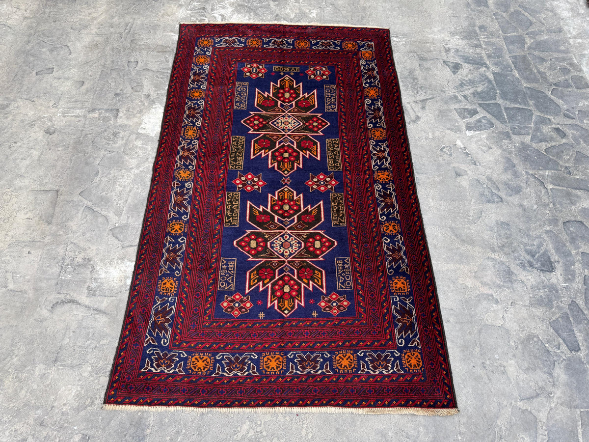 3.12x6.8 Afghan Wool Runner - Hand-Knotted Turkmen Hallway Rug