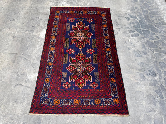 3.12x6.8 Afghan Runner rug Antique Hand knotted Wool Runner, Oriental Hallway Runner Rug, Turkmen Stair runner Rug, Entryway runner Area Rug