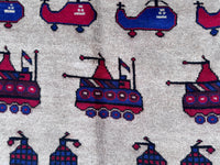 6.3x9.6 Handmade Animated Carpet – Helicopter Design Carpet for Kids Room and Bedroom Decor – Fun Toy Rug, Gift Carpet &amp; Kabul Pictorial Art