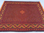 7x9ft Golden & Rustic Red Afghan Kilim - Handmade Qalai Naw Wool Area Rug